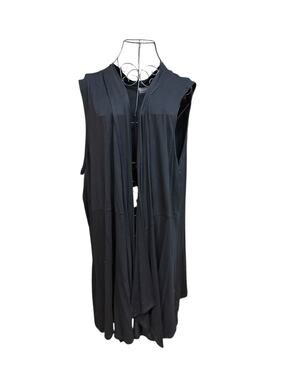 Cyrus Black Open-Front Draped Vest lace Back 3X